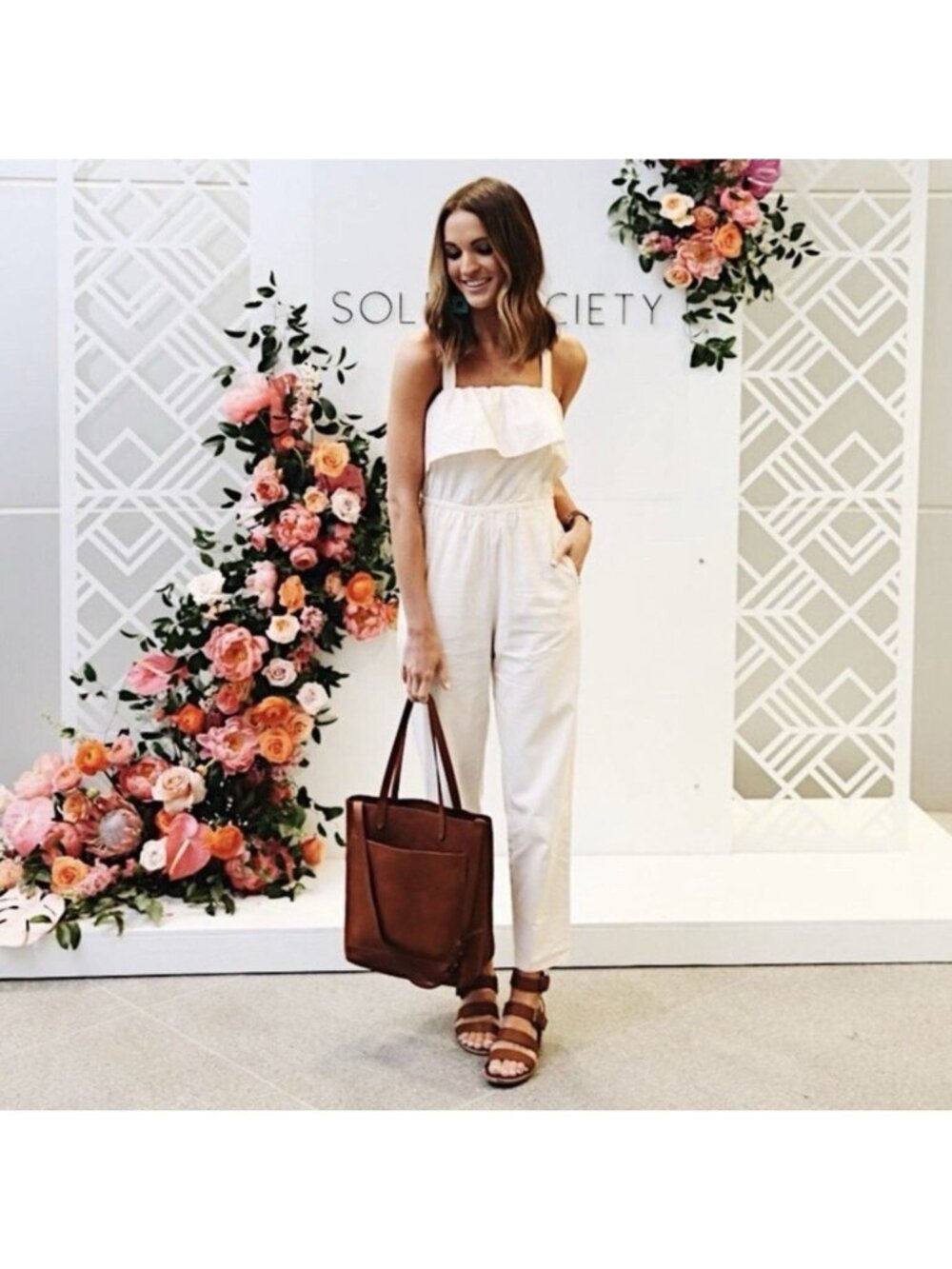 Madewell Apron Ruffle Linen Blend Jumpsuit in Cream H8825